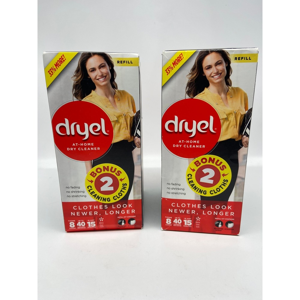 Dryel At-Home Dry Cleaner Refill Kit 2 Pack 16 Loads Breezy Clean Eco-Friendly